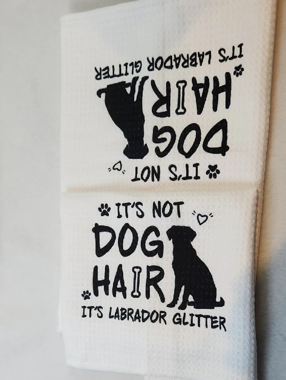 White Labrador Glitter Pet Towel - Playful Dog Design